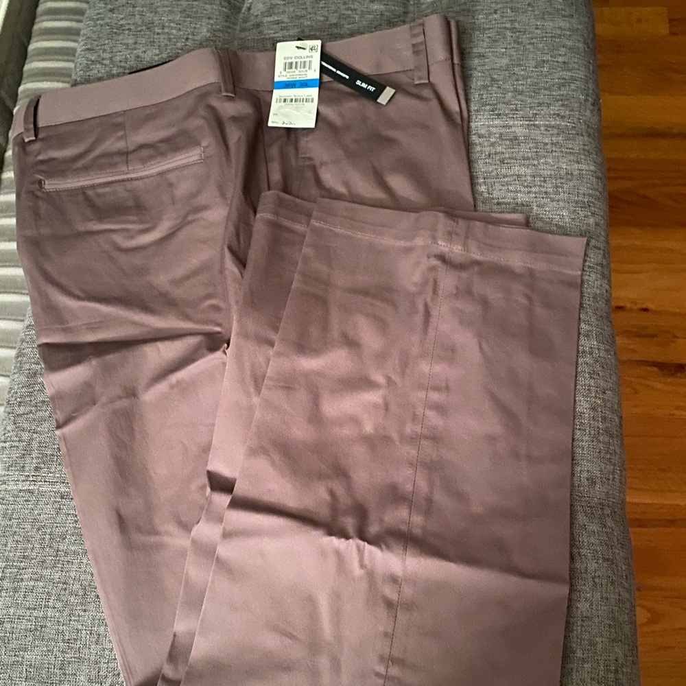 INC Mens Slim straight leg pants Sz 36/30. Color Eggplant /Dark mauve
